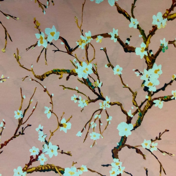 Cherry Blossom Extra Wide Acrylic Oilcloth in Rose